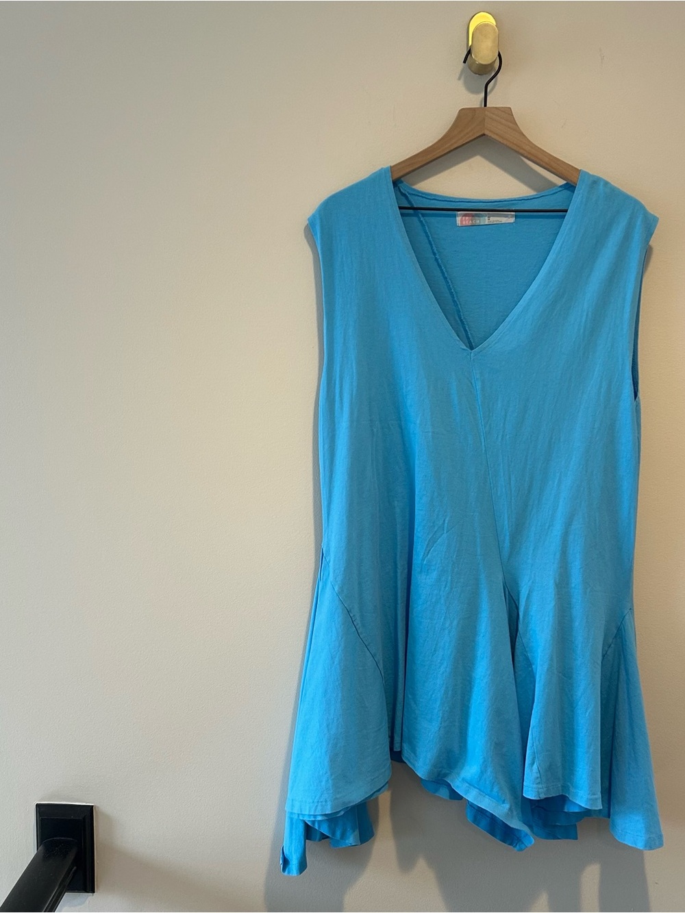 Free People Beach Turquoise V-Neck Flared Midi Dress Asymmetrical Beach Coverup